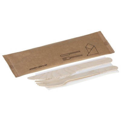 Posate legno monouso forchetta+coltello+tovagliolo - Gelagel Posate legno monouso forchetta+coltello+tovagliolo - Gelagel
