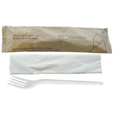 Set Posate Monouso forchetta+tovagliolo CPLA BIO - Gelagel